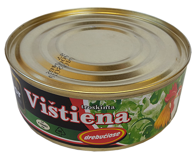 Troškinta vištiena drebučiuose, skardinėje, 240 g