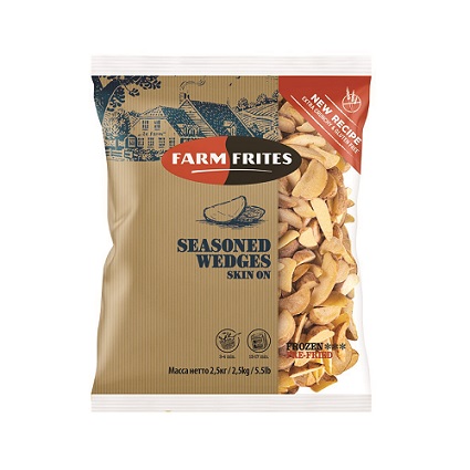 Potato wedges FARM FRITES, with peel, gluten free seasoned, 2.5 kg
