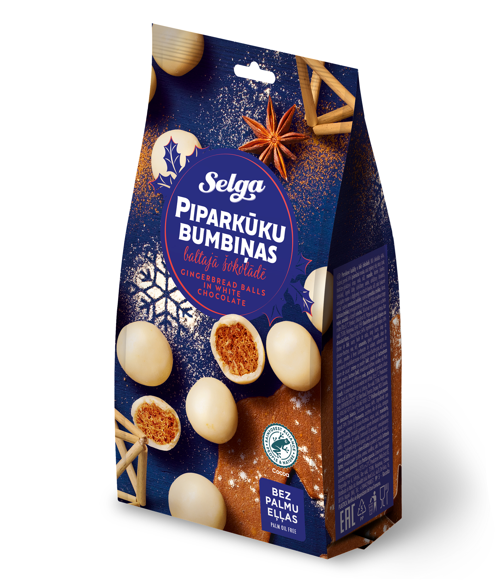 White chocolate balls SELGA, with ginger, 150 g