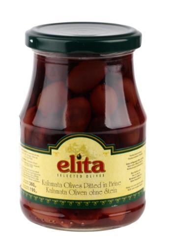 Olives ELITA Kalamata, pitted, 360 g/ 190 g