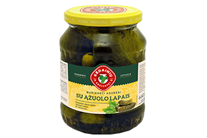 JUBILIEJINIAI marinuoti agurkai su ąžuolų lapais, 660 g