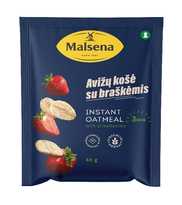 Instant oatmeal MALSENA, with strawberry pieces, 45 g