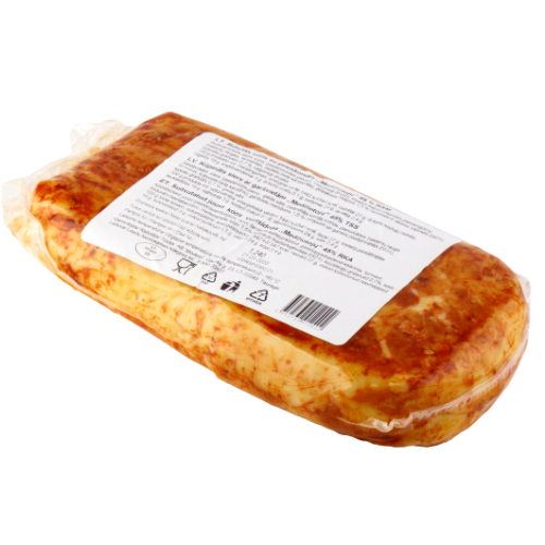 Smoked cheese MEDŽIOTOJŲ, with red pepper, in vacuum, 45% RPM, ~1 kg