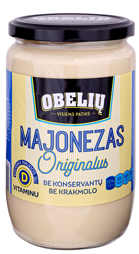 Majonezas OBELIŲ, Originalus, 72%, 0.65l
