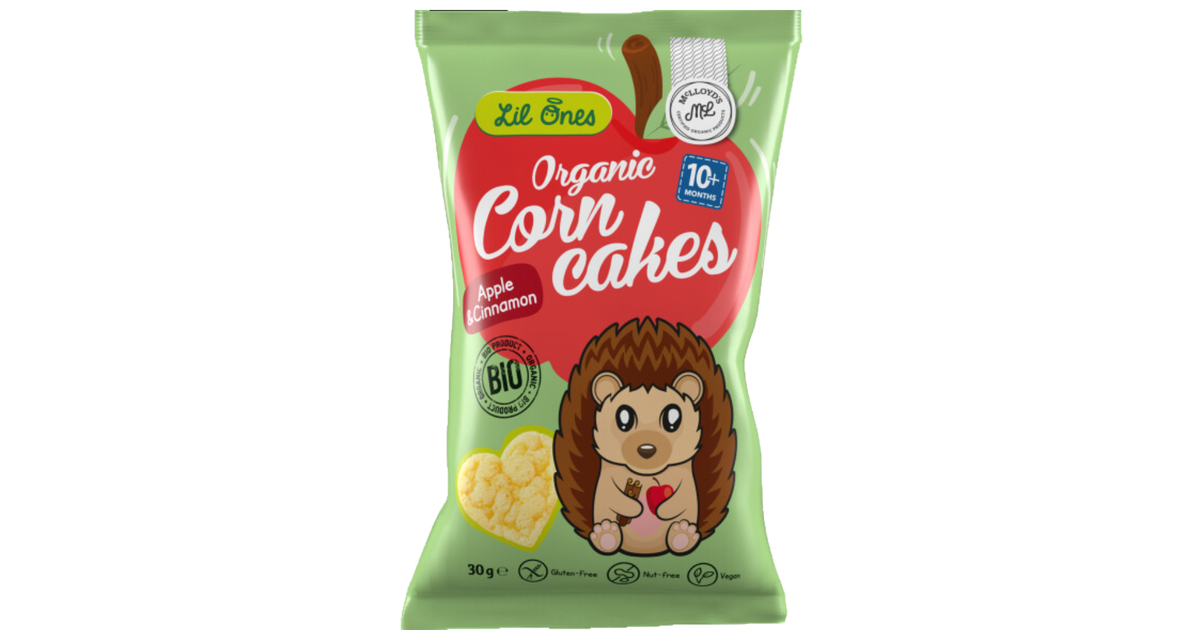 Kukurūzų trapučiai su obuoliais ir cinamonu kūdikiams nuo 10 mėn., ekologiški