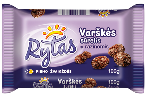 Curd cheese RYTAS, with raisins, 8%, 100 g
