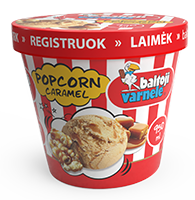 Karamelizuotų spragėsių skonio ledai BALTOJI VARNELĖ, 950 ml