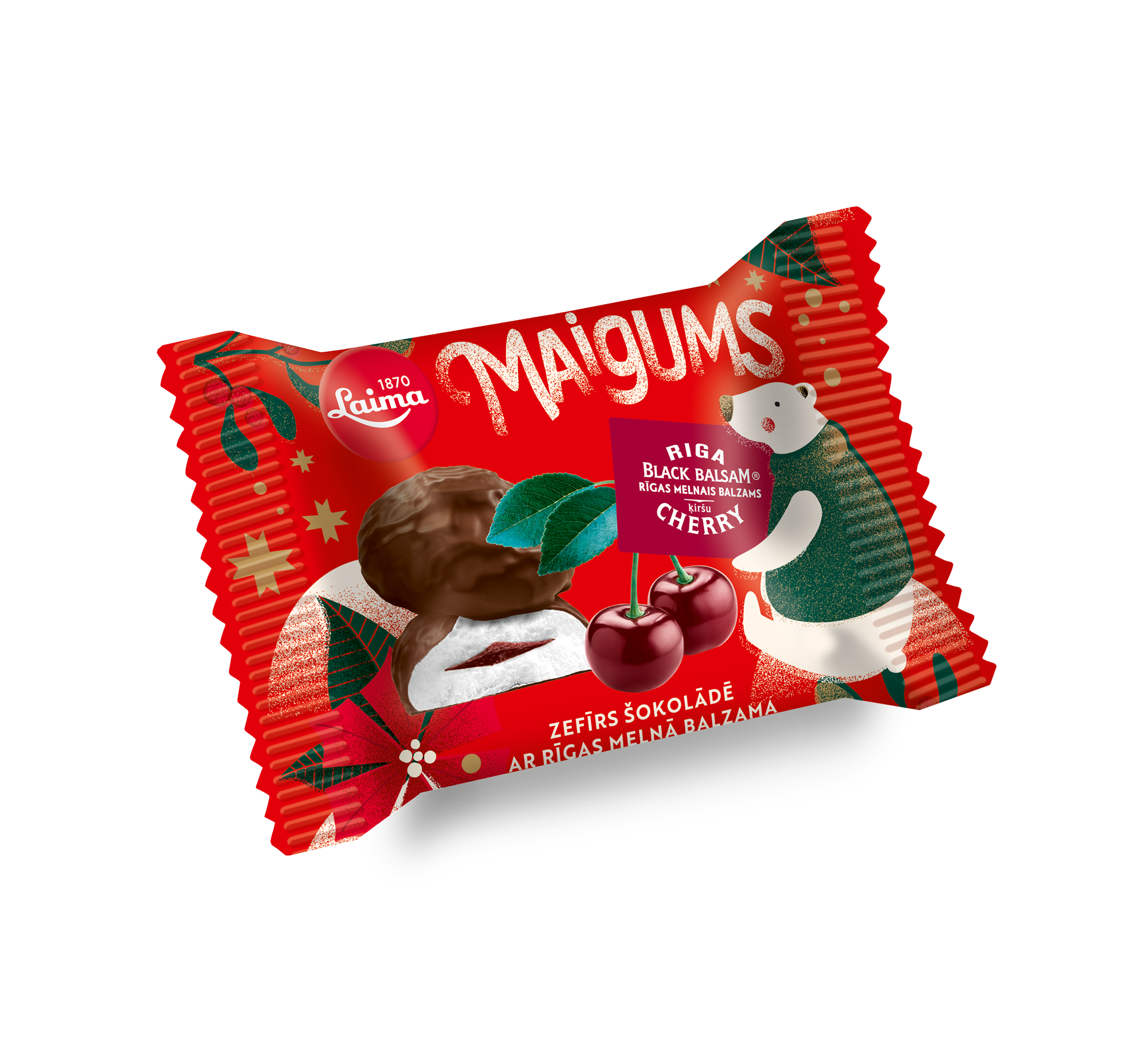 Marshmallows LAIMA Soft, cherry flavor, with chocolate frosting 185 g