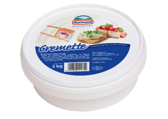 Tepamasis kreminis sūris Cremette, rieb. 28%., pasterizuotas, 2 kg