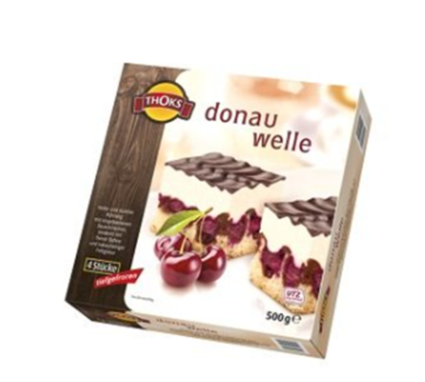Frozen German cake THOKS "Donauwelle", with cherries, sliced (4x125g), 0.5 kg