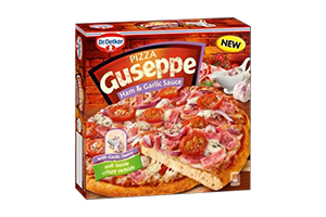 Frozen pizza with ham and garlic sauce GUSEPPE 440g