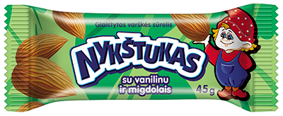 Glaistytas varškės sūrelis NYKŠTUKAS su vanilinu ir kepintais migdolais, 45 g