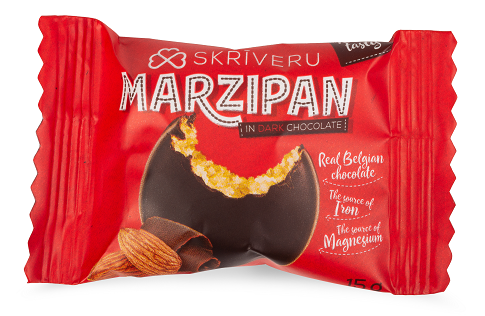 Marzipan candies with dark chocolate