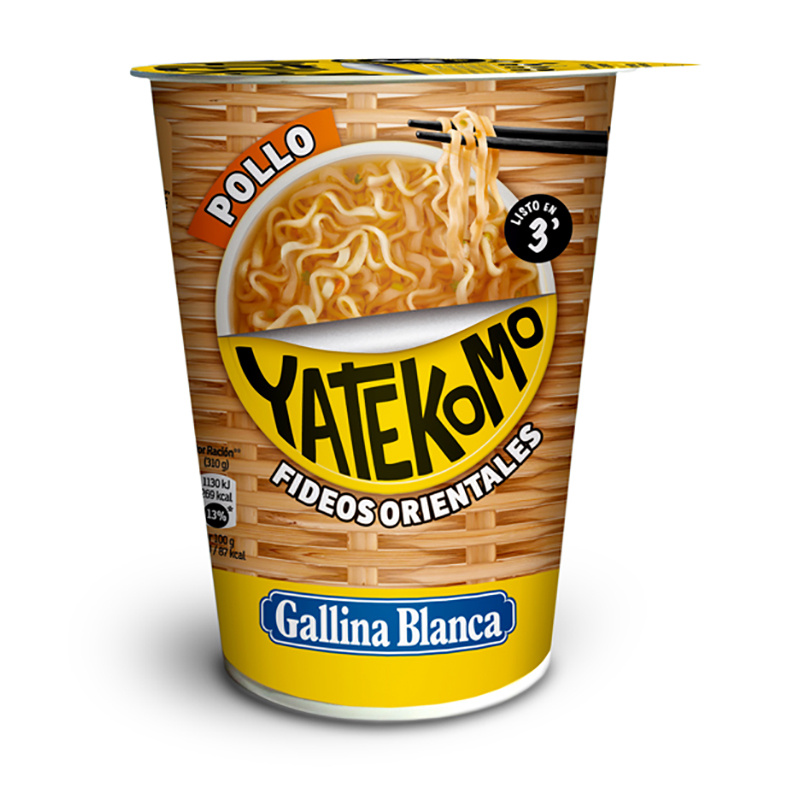 Greitai paruošiami makaronai YATEKOMO, vištienos skonio, puodelyje, 60 g