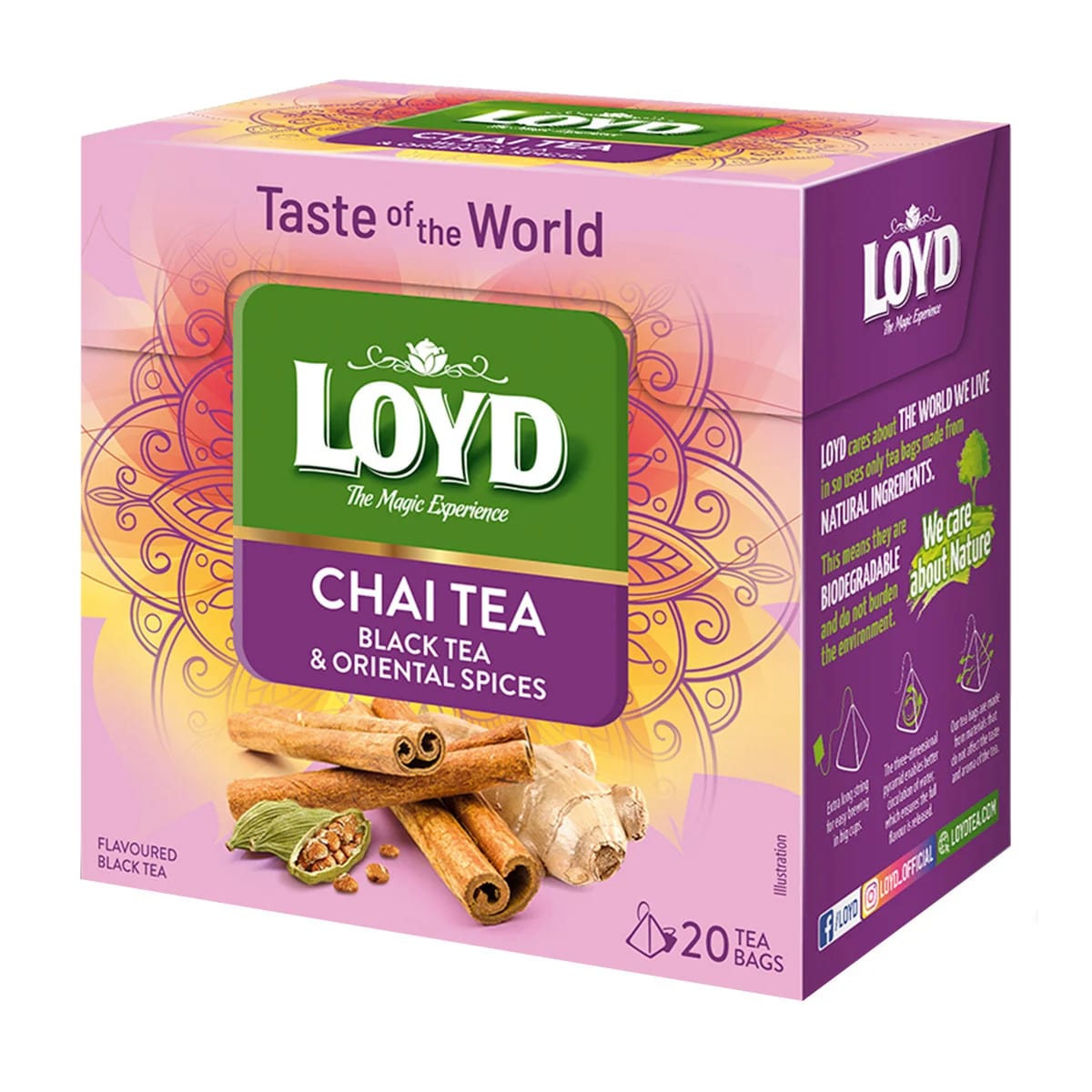 Black tea LOYD Chai Tea, with cinnamon, ginger and cardamom, 20x1.8g