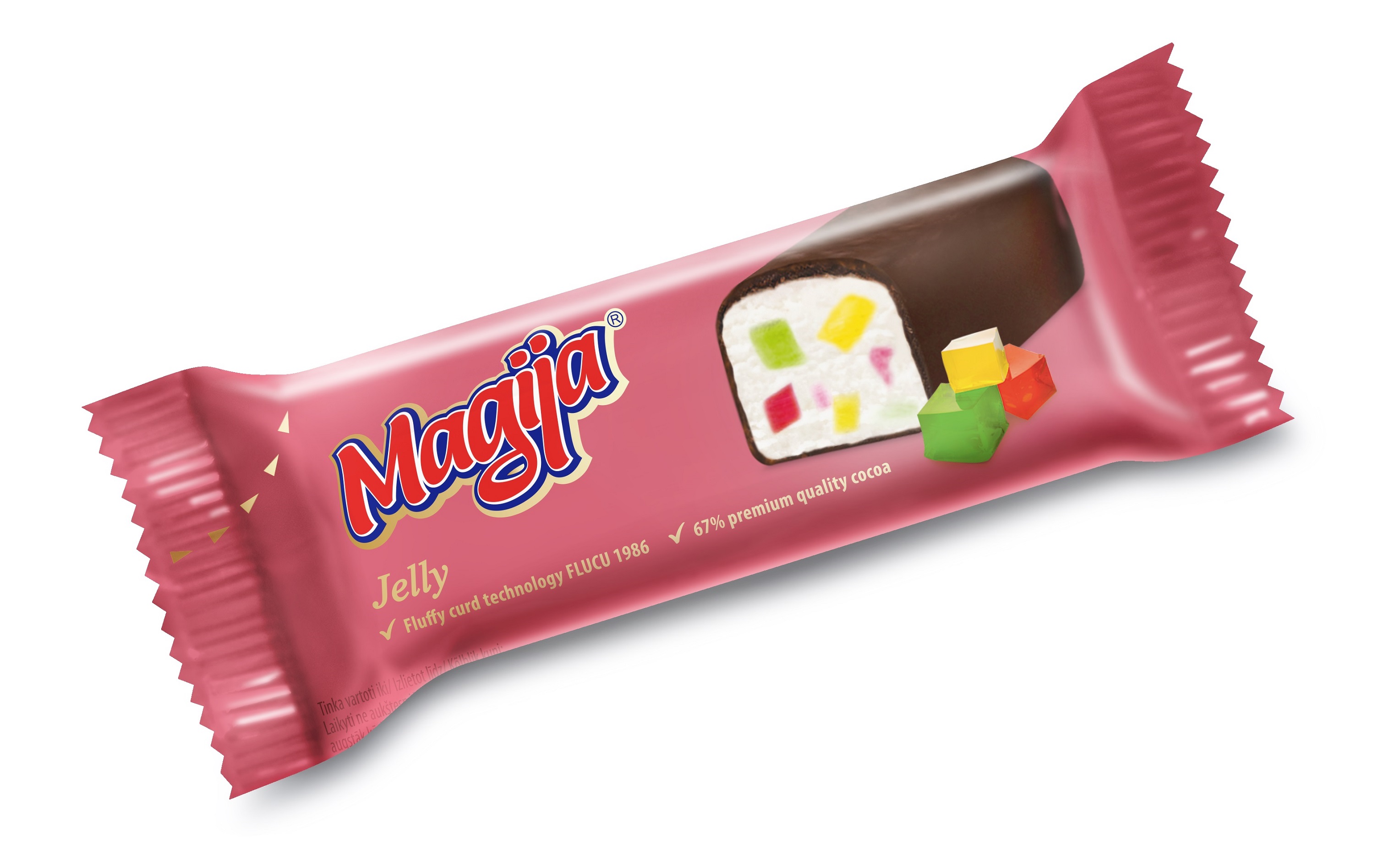 Glaistytas varškės sūrelis MAGIJA, su žele gabaliukais, 22%, 45 g