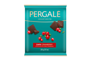 Juodasis šokoladas PERGALĖ su spanguolių gabaliukais, 200g