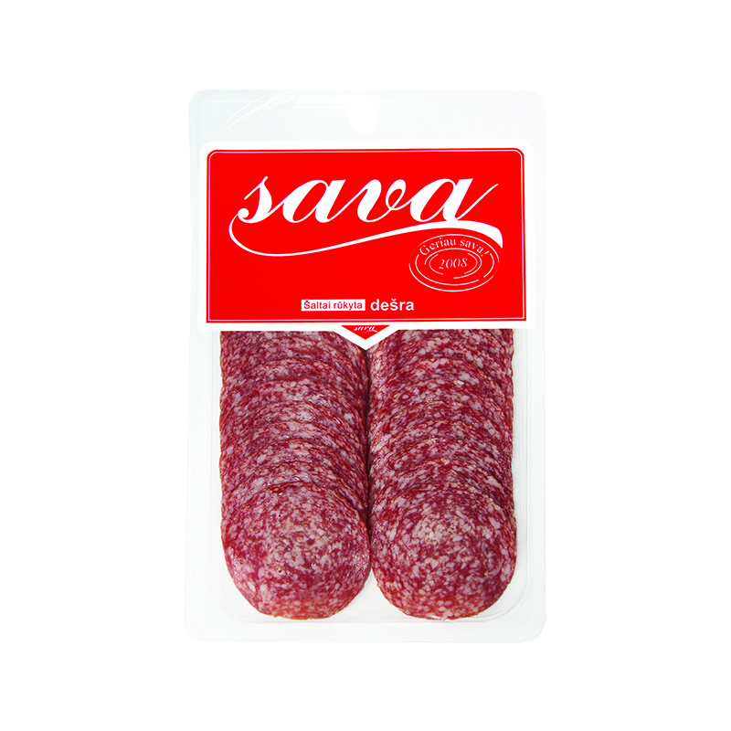Šaltai rūkyta dešra SAVA, griežinėliais, II r,, 90g