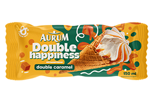 Grietininiai ledai su karamelės įd.AURUM DOUBLE HAPPINESS, 150ml