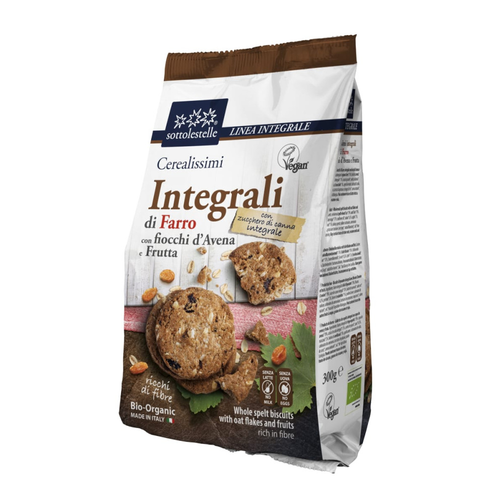 Whole Spelt Cookies with Oats and Fruits, Organic