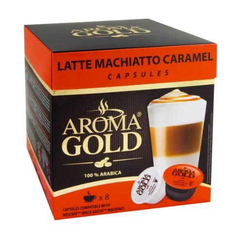 Kavos kapsulės AROMA GOLD Latte Caramell, 8+8