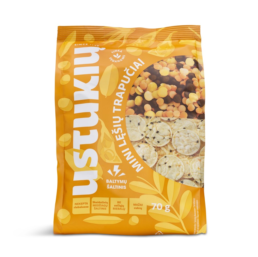 Mini lentil crisps USTUKIŪ MALUNAS, 70 g