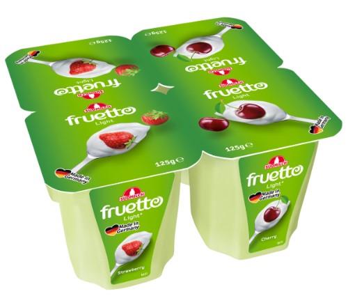 Fermented milk dessert FRUETTO LIGHT, with strawberries and cherries,