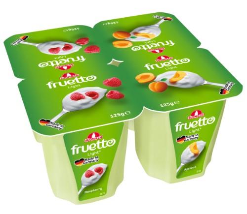 Rauginto pieno desertas FRUETTO LIGHT, su abrikosais ir avietėmis, 4 vnt. x 125 g 0,2 % rieb.
