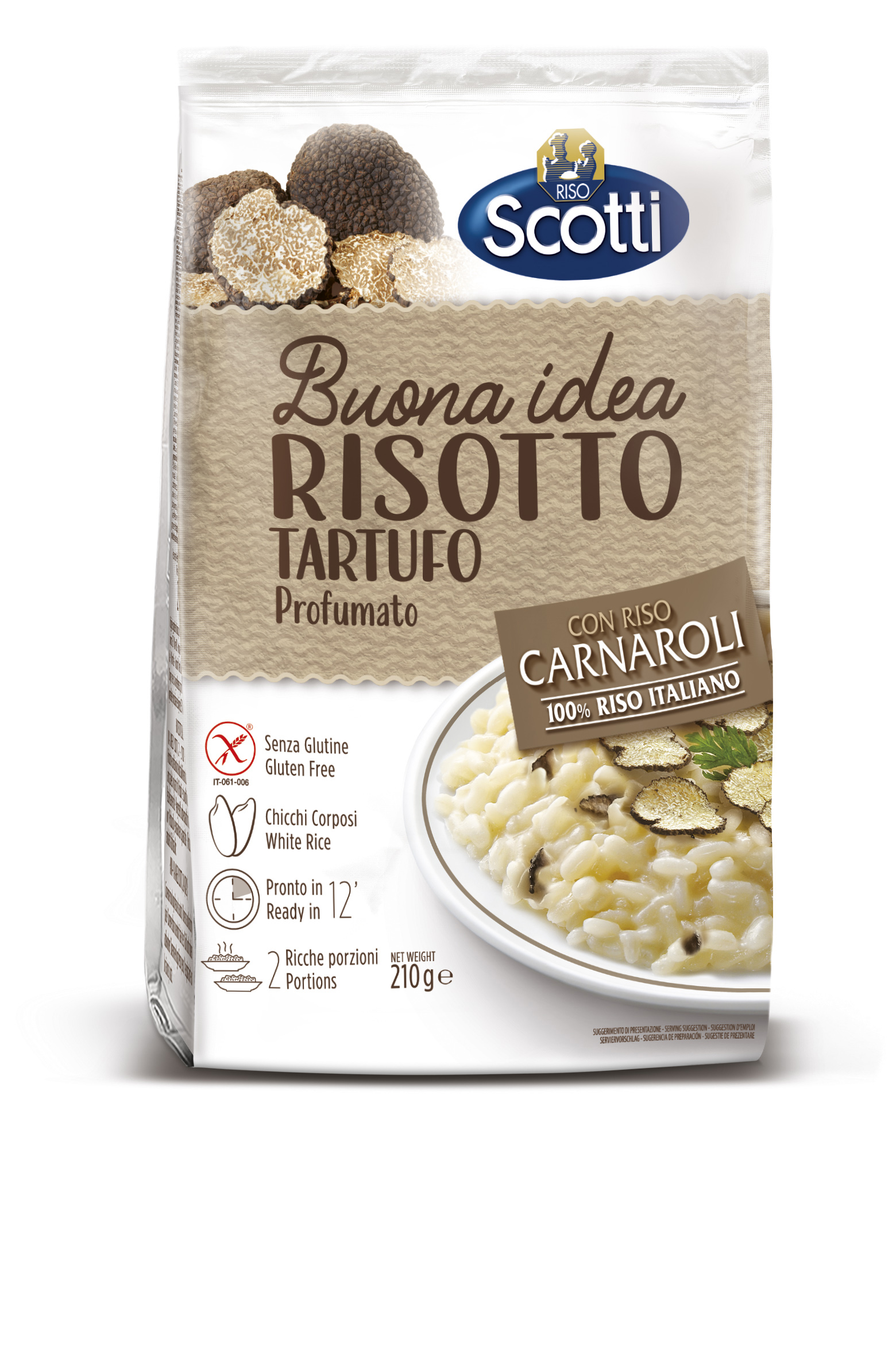 Rizoto ryžiai SCOTTI, Milanese, su tartufo grybais, be glitimo 210 g