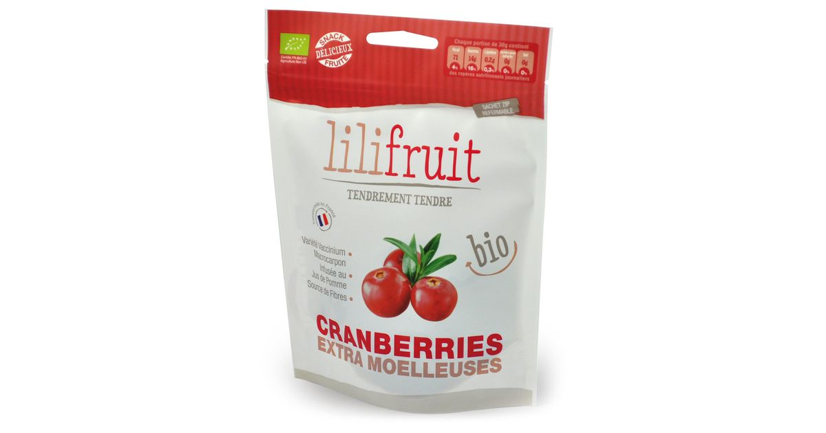 Soft rehydrated dried cranberries, organic