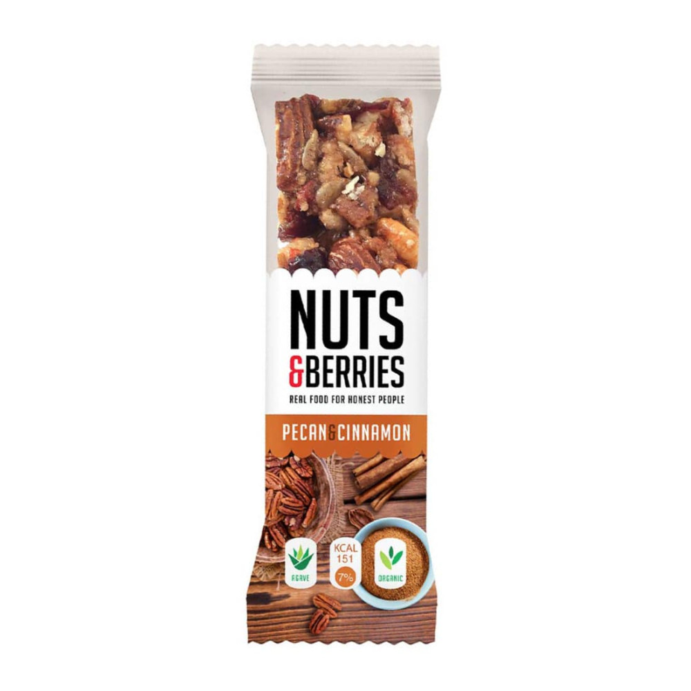 Organic pecan nut and cinnamon bar