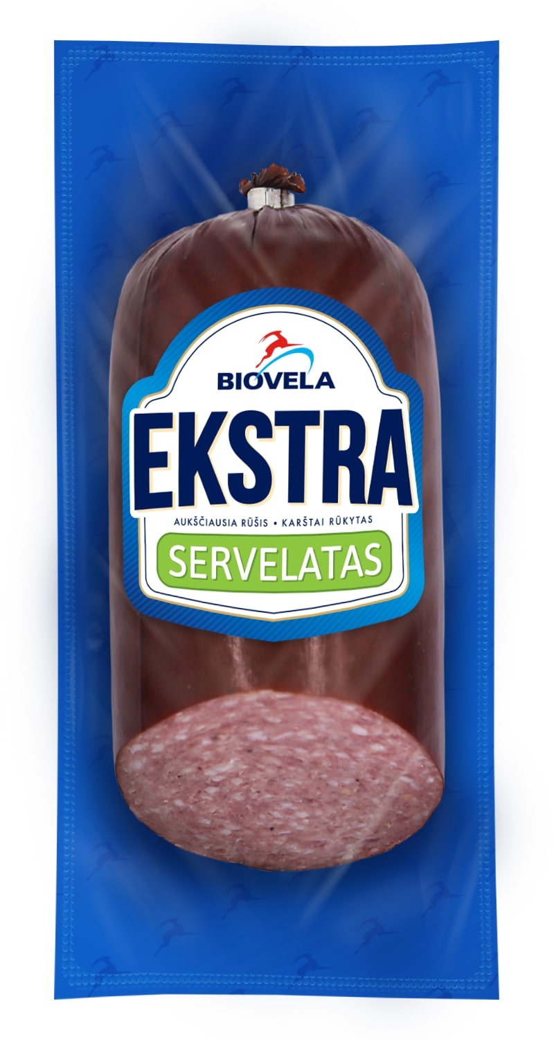 Hot smoked servelat BIOVELA Ekstra, the highest grade, 400 g