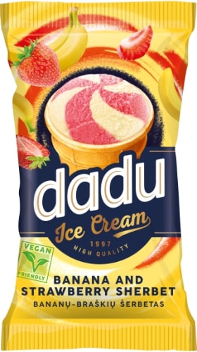 Šerbetas DADU su braškėmis ir bananais, 120ml