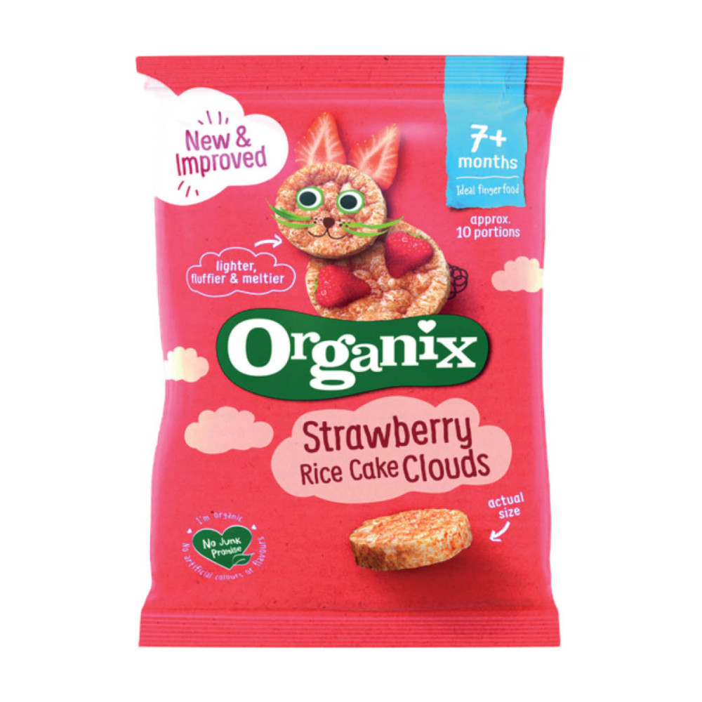 Ryžių trapučiai su braškėmis STRAWBERRY CLOUDS, nuo 7 mėn., ekologiški