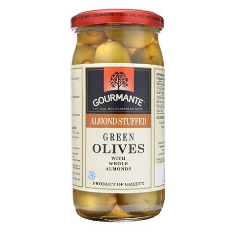 Alyvuogės GOURMANTE, žaliosios, įdarytos migdolais, 370 ml / 210 g