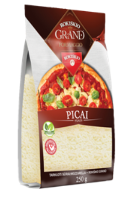 Cheeses ROKIŠKIO GRAND, pizza, grated, 44% fat. S.m., 250g