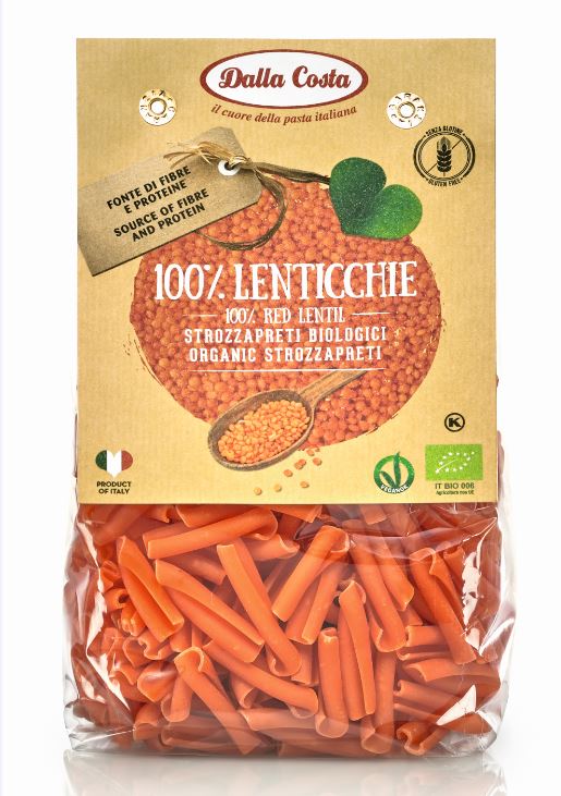 Ekologiški raudonųjų lešių makaronai DALLA COSTA Strozzapreti, 250 g LT-EKO-001
