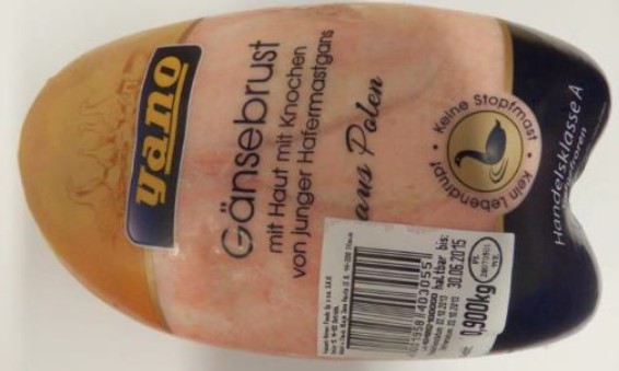 Frozen goose breast with bone and skin 950g, 2 pc., kg