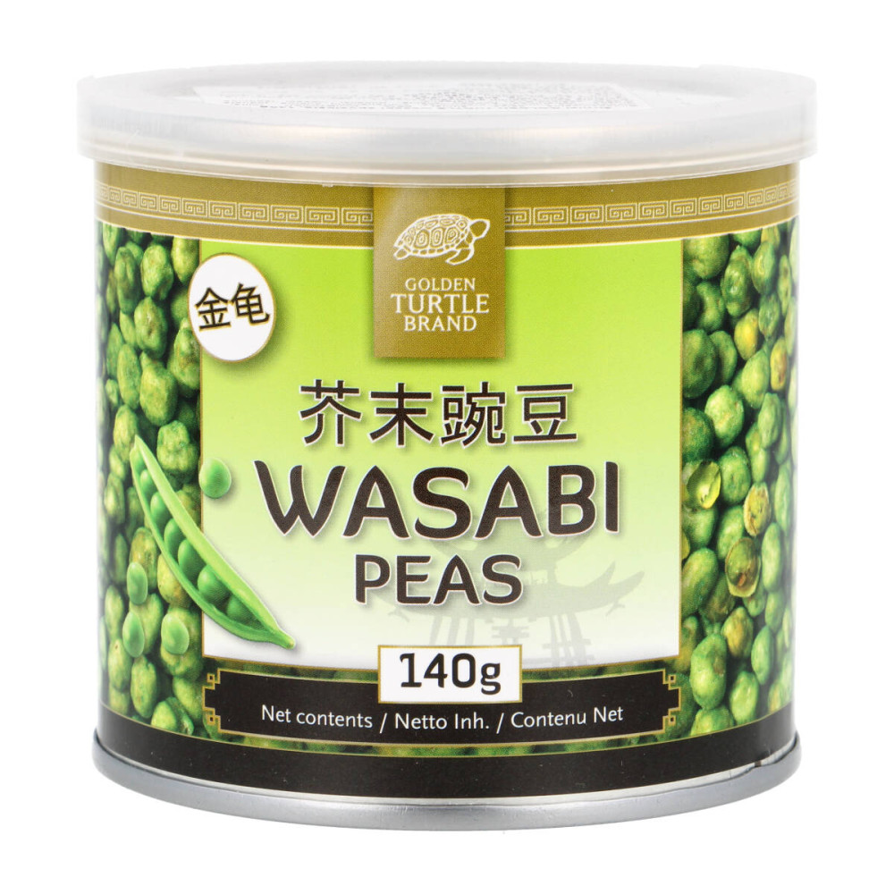 Wasabi-flavored peas in a shell