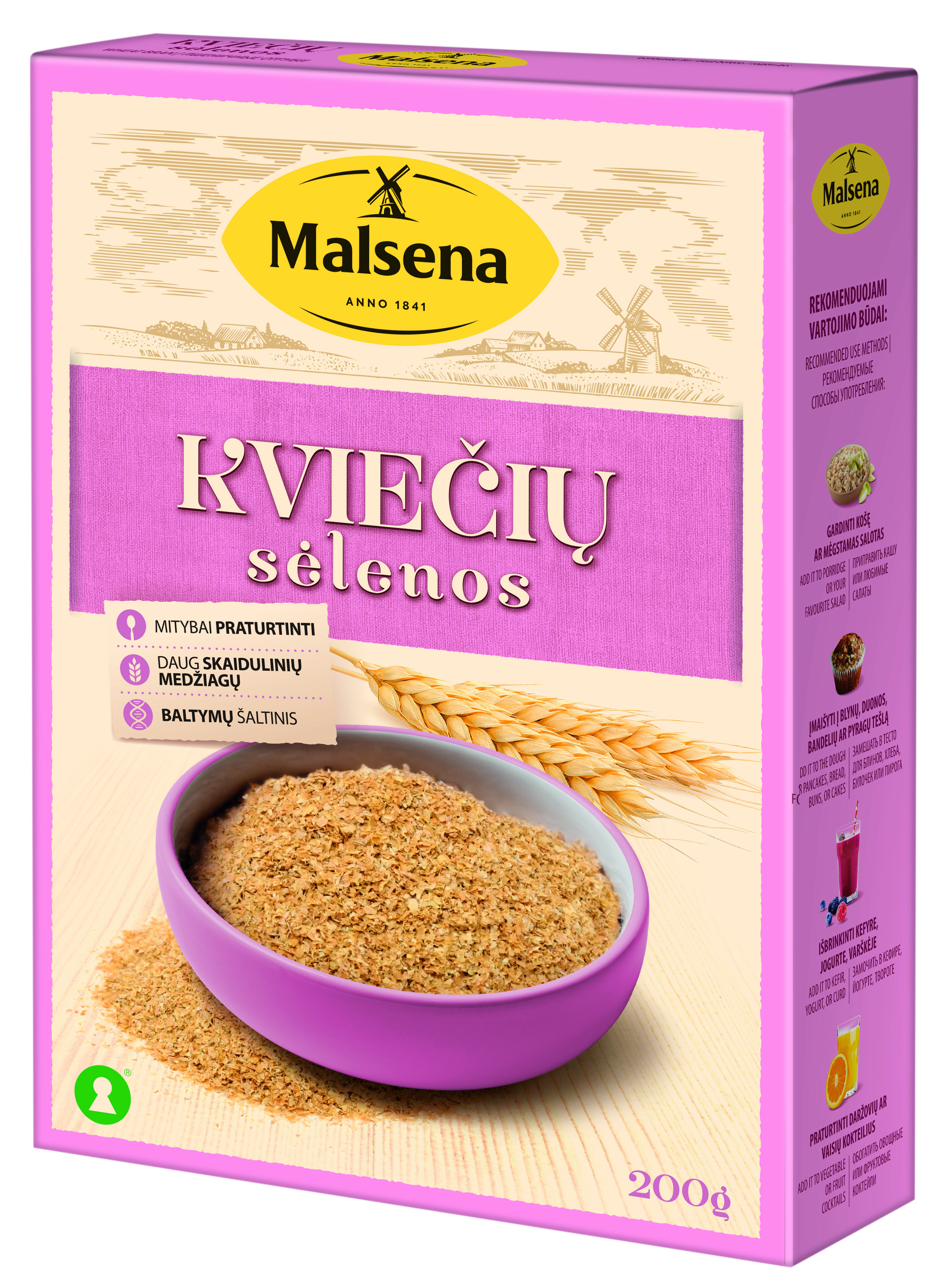 Dietary wheat bran MALSENA, 200 g