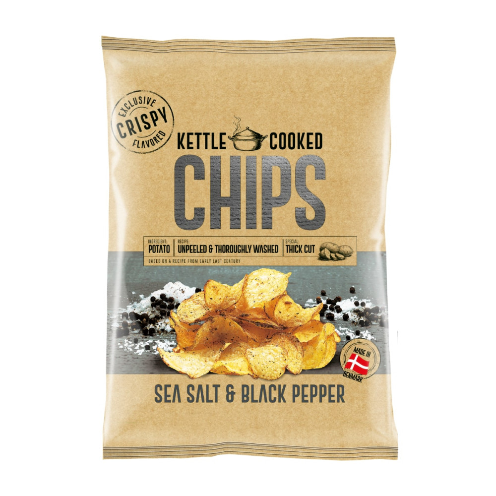 Bulvių traškučiai su druska ir pipirais KETTLE COOKED