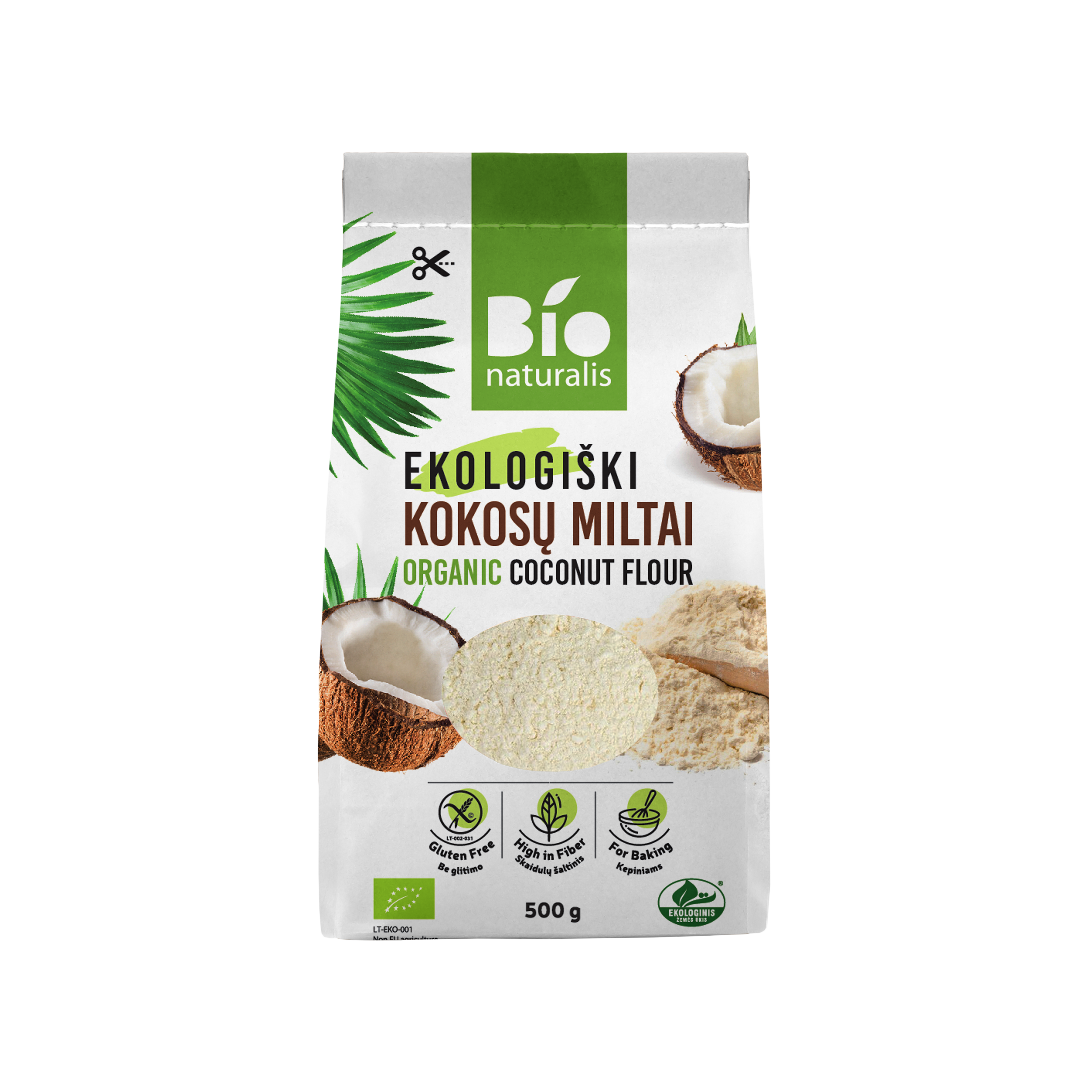 Organic coconut flour BIONATURALIS, 500g LT-EKO-001