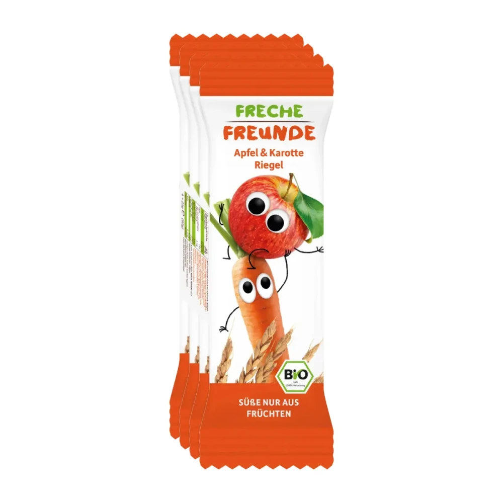 Apple and carrot bar, suitable from 12 months, organic, 4 pieces.
