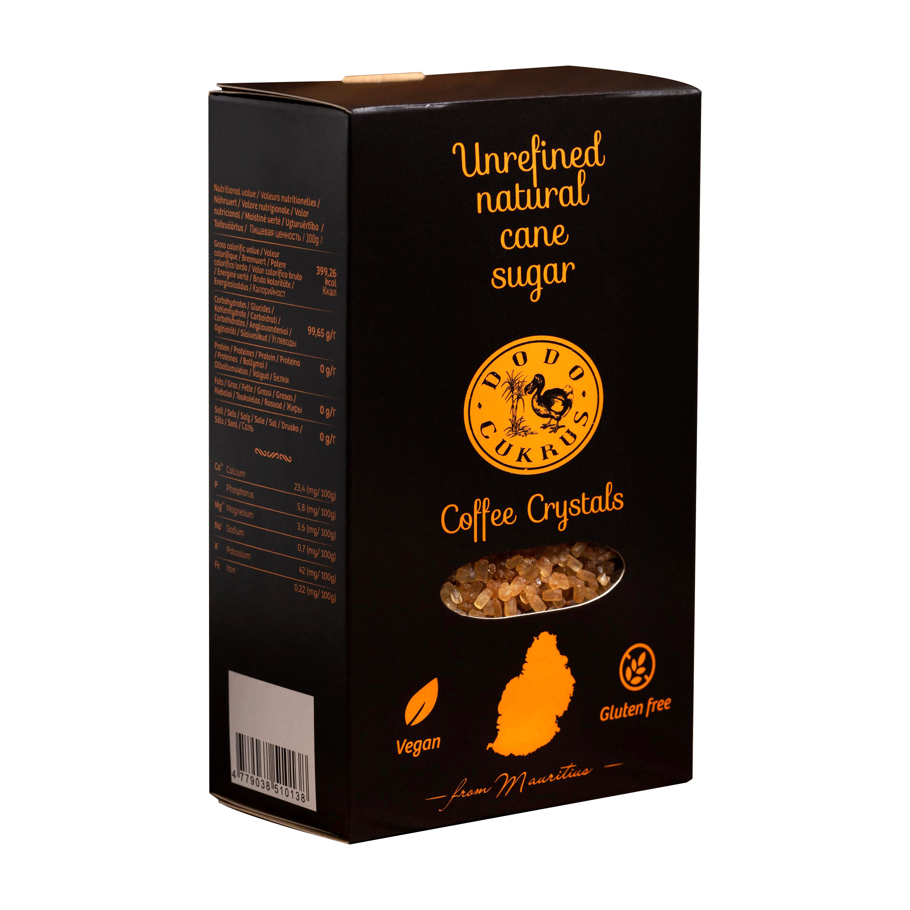 Cane sugar DODO, Coffee Crystals, unrefined, 500 g