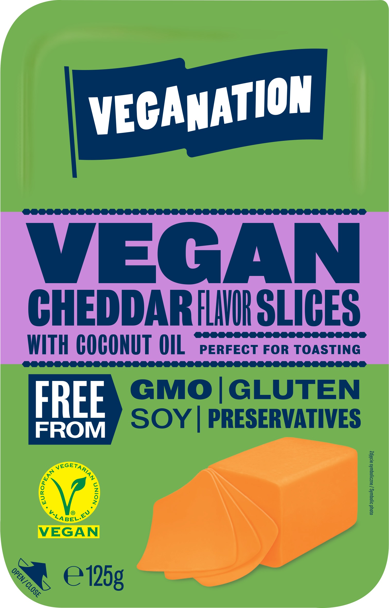 Veganation Vegan Cheddar slices 125g