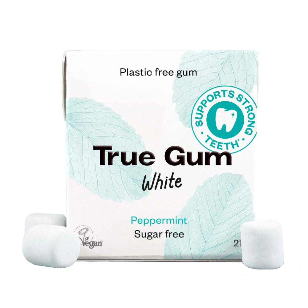 Kramtomoji guma TRUE GUM WHITE PEPPERMINT, be cukraus