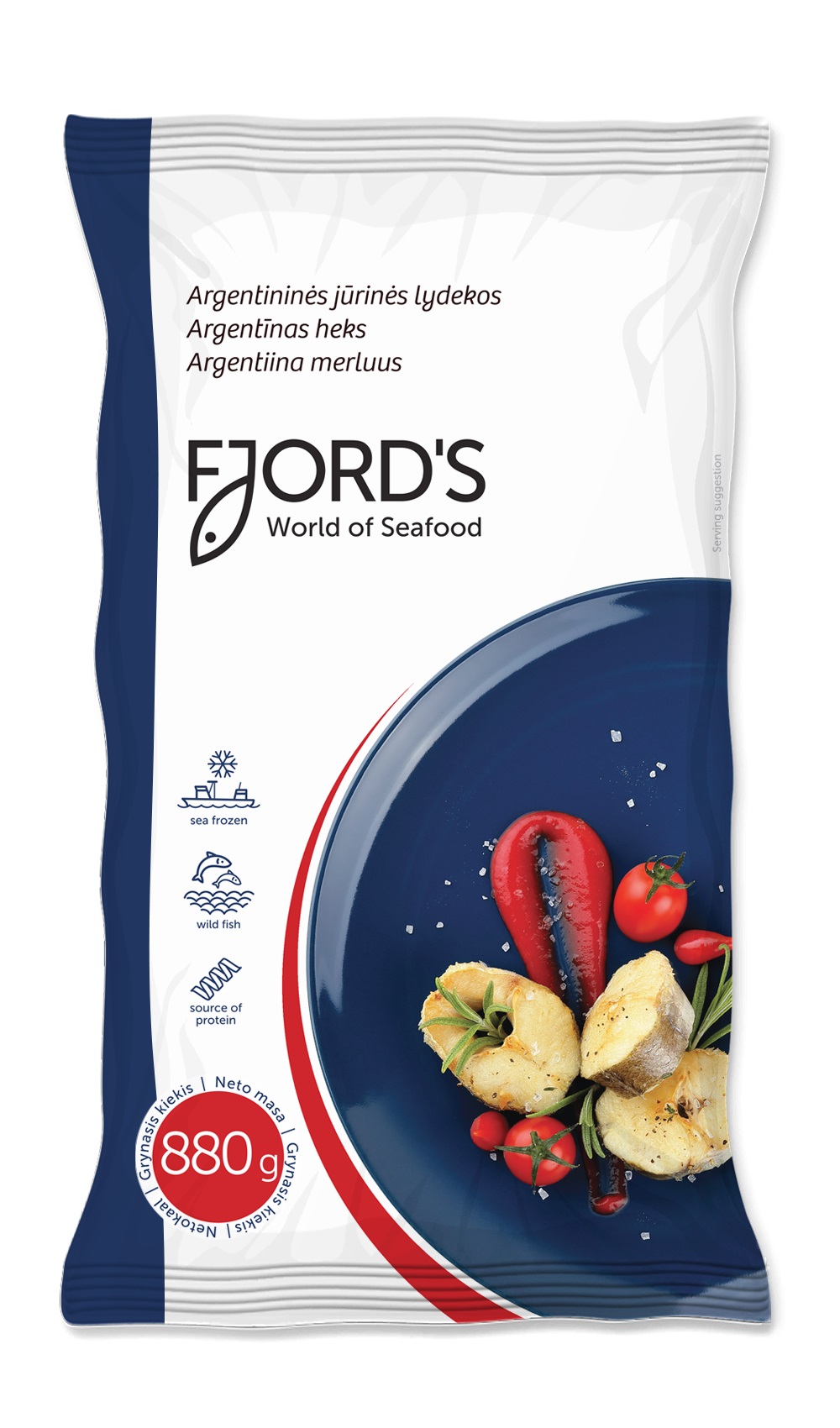 Frozen argentinian hake FJORD'S, gutted, headless, tailless, 880g