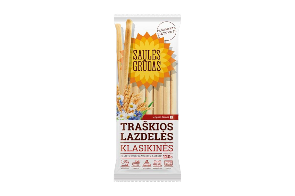 Klasikinės traškios lazdelės SAULĖS GRŪDAS 125g