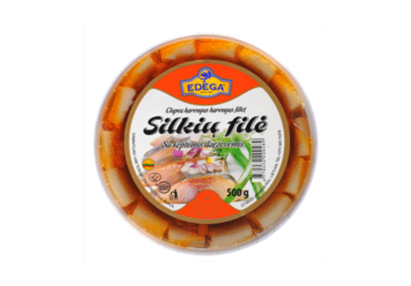Mildly soused pieces of herring fillet with fried vegetables, 0,5 kg