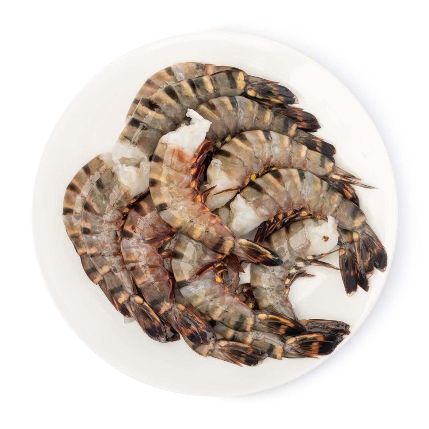 Black tiger prawns, headless, shell on, raw, 13/15, 20%,1kg